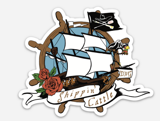 Shippin' Cattle- Die Cut Sticker